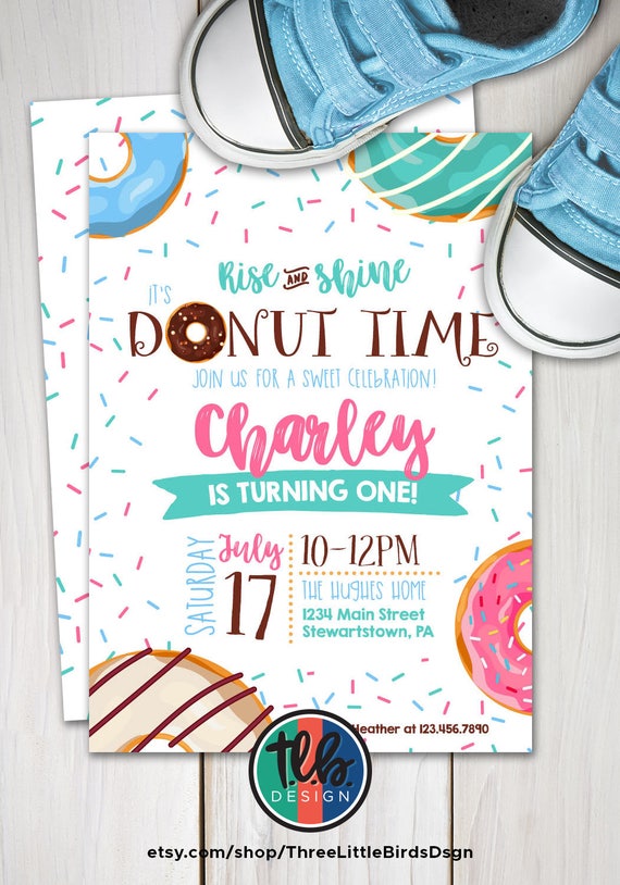 Donut birthday invitation Donut birthday party Donut invite Donut invitation Donut Party Donut Birthday Invite Rise and shine Donut time Il_570xn