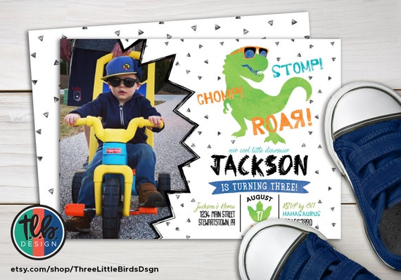 4th Birthday Dinosaur Invitation t-rex birthday invite boy birthday Dinosaur birthday dinosaur invite 4th birthday invite tyranosaurus rex Il_570xn