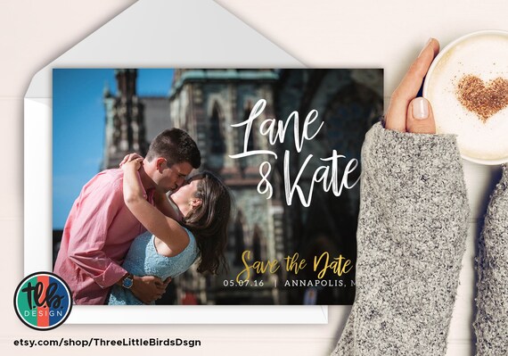 gold save the date photo save the date card modern chic wedding save the date photo card chic gold save the date Il_570xn