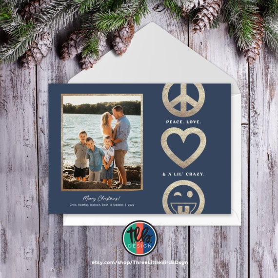 funny Christmas Cards photos peace love and a little crazy funny photo Christmas card holiday card funny holiday card one photo Il_570xn