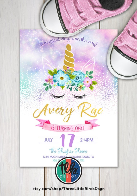 unicorn invite unicorn 1st birthday magical invite girl 1st birthday girl first birthday watercolor unicorn birthday unicorn invitation Il_570xn