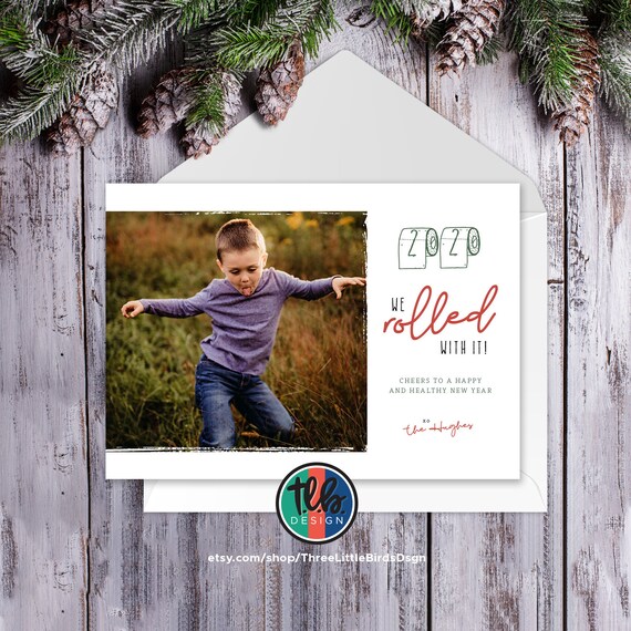digital funny 2021 Christmas card we rolled with it photo Christmas Card playful holiday card special Christmas card toilet paper rolls Il_570xn
