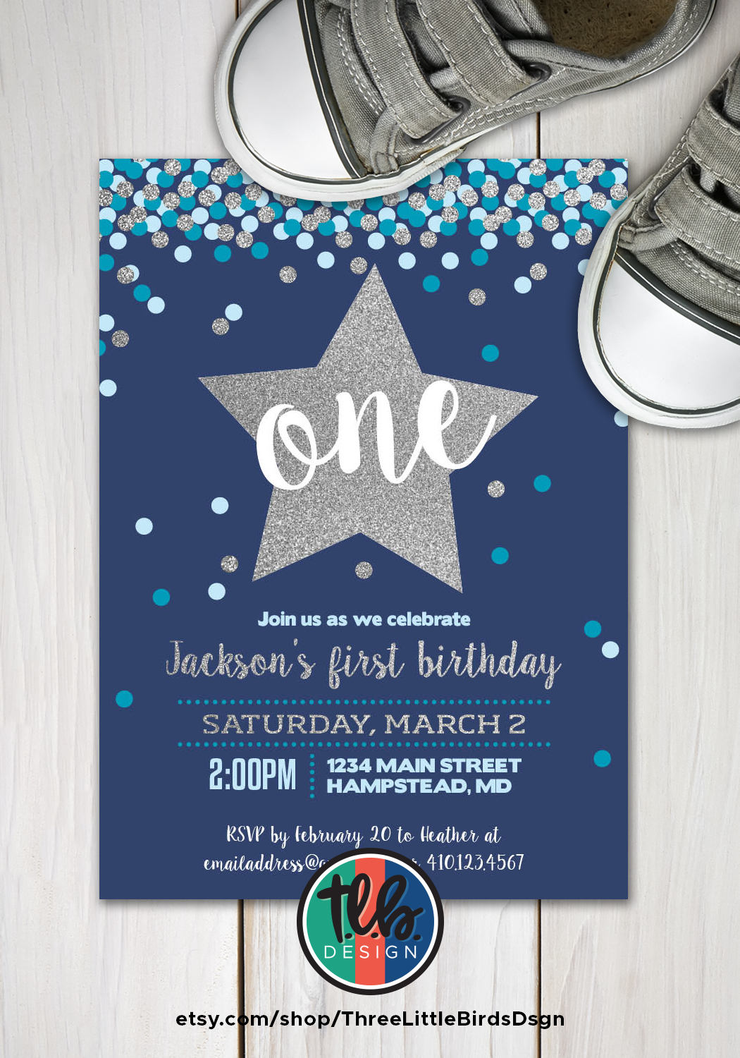 Boy first birthday invite 1st birthday printable invitation Etsy
