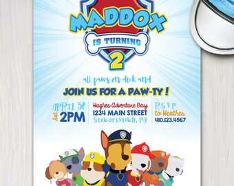 Paw Patrol Invitation Etsy France