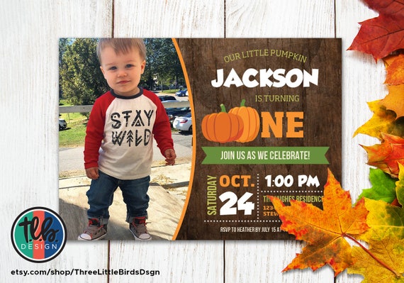 1st birthday pumpkin invitation, fall first birthday invite, pumpkin birthday party, little pumpkin rustic fall invite customize personalize Il_570xn