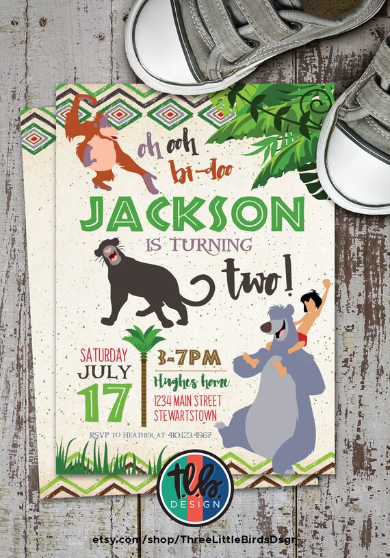 The Jungle Book Birthday Invitation, Classic Jungle Book Invite Mowgli Baloo birthday invite jungle birthday invitation Personalized Digital Il_570xn