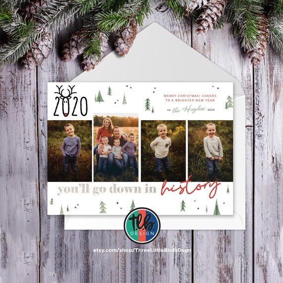 funny 2020 Christmas card rudolph you'll go down in history 4 photo Christmas Card playful holiday card special 2020 Christmas card Il_570xn