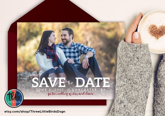 photo save the date card wedding save the date photo card champagne and bordeaux champagne and burgandy blush and bordeaux modern chic Il_570xn