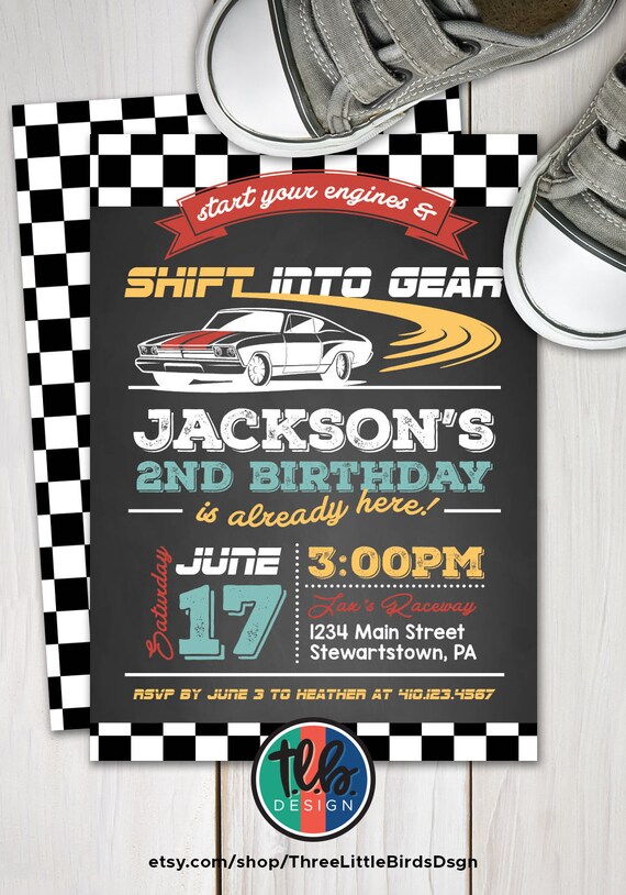 race car birthday invitation, car theme birthday invite, toddler birthday, personalized printable invitation boy first birthday Il_570xn