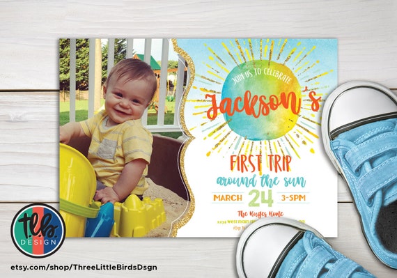 first trip around the sun birthday invitation sunshine birthday invite sun birthday party first birthday invite 1st birthday invite Il_570xn