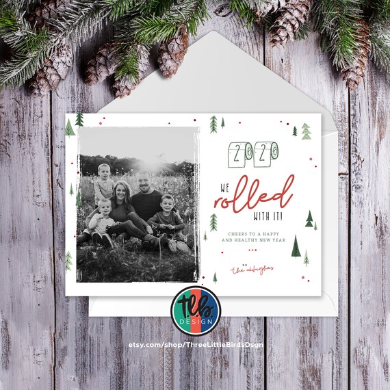 funny 2020 Christmas card we rolled with it photo Christmas Card playful holiday card special 2020 Christmas card toilet paper rolls Il_570xn