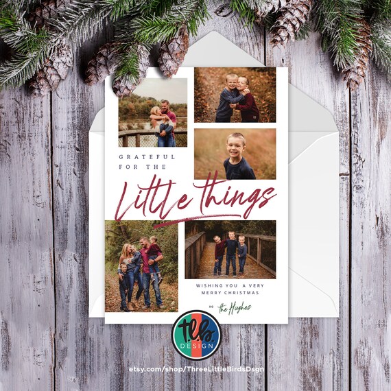 digital Family Photo Christmas card grateful for the little things family Christmas card with photo 2021 holiday card 5 photos Il_570xn