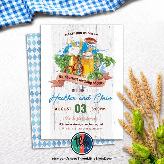 oktoberfest wedding shower invitation oktoberfest bridal shower invite beer couples wedding shower octoberfest rustic beer invite Il_570xn