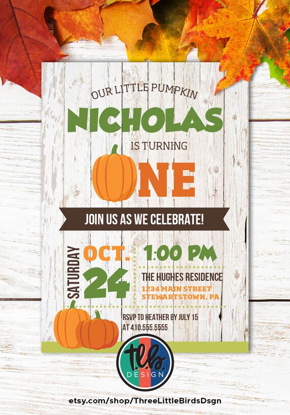 fall 1st birthday invite, pumpkin 1st birthday invitation, pumpkin birthday party, little pumpkin rustic fall invite customize personalize Il_570xn