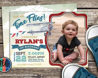 plane invitation airplane birthday invite vintage airplane Invitation vintage plane birthday invitation time flies boy first birthday