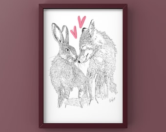 Fox and Hare print