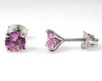 Pink Sapphire stud earrings, Stud earrings, solitaire earrings, gold earrings, 14K gold earrings, natural Pink Sapphires, gift for her