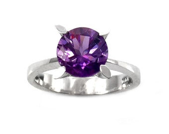 Amethyst solitaire ring Amethyst ring Amethyst jewelry natural Amethyst ring purple gemstone gold ring solitaire ring gift for her handmade