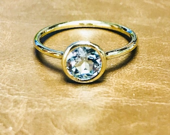 Aquamarine solitaire ring aquamarine ring solitaire ring natural aquamarine ring gold ring march birthstone ring gift for her handmade ring