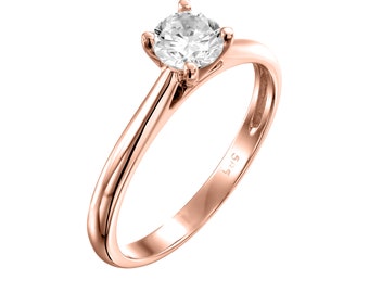 Proposal Gold Ring, 14K Rose Gold Ring, Diamond Solitaire Ring, Diamond Ring, Diamond Engagement Ring, Ring For Woman, Ring For Girls