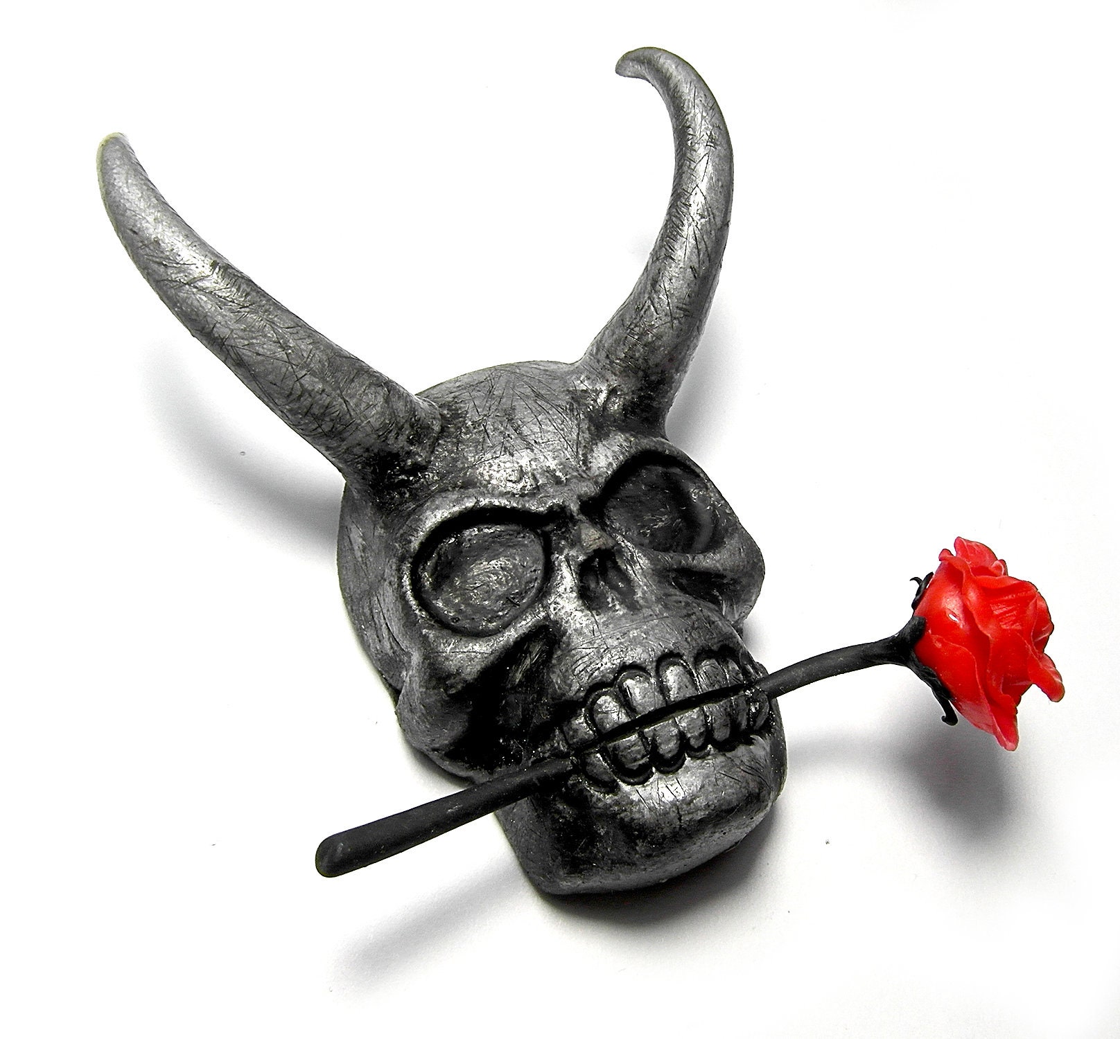 Hell devil horns old cross brutal skull bone Gothic necklace Etsy