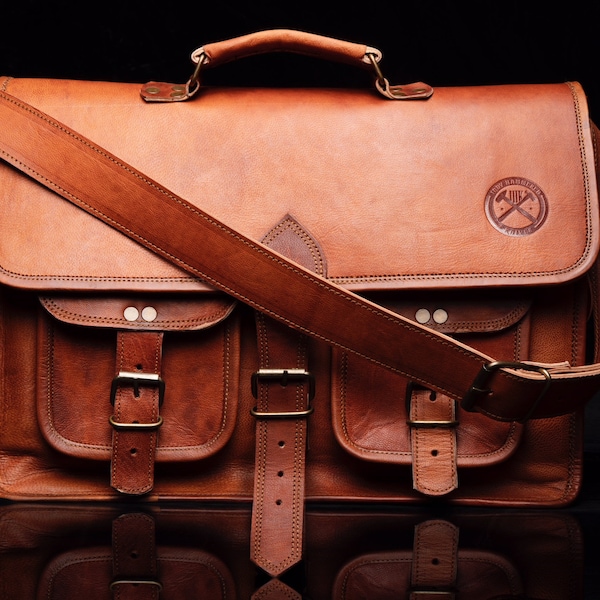 Leather Messenger Bag Office Briefcase Crossbody Men Leather Satchel Bag Travel Bag