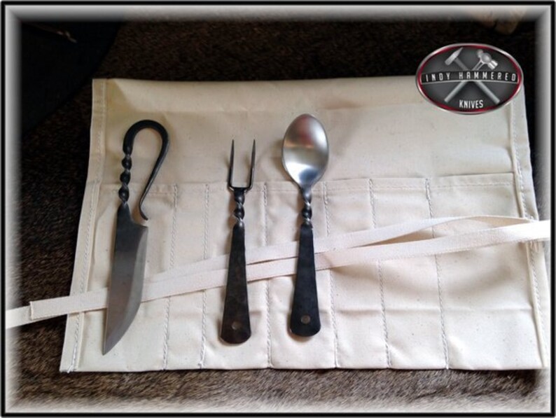 Hand Camp Utensil Kit Knife Fork and Spoon Etsy