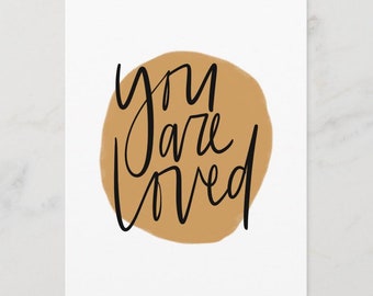 5x7” print | “you are loved” abstract lettered print | mustard yellow