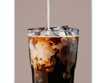 8x10” print | iced coffee pour illustration