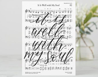 5x7” print | “it is well with my soul” hand-lettered hymnal page art