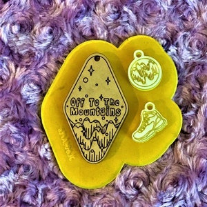 Off to the Mountains Keychain with charm mold/Off to the Mountains Keychain Mold/Off to the Mountain Mold/Keychain with charm mold.