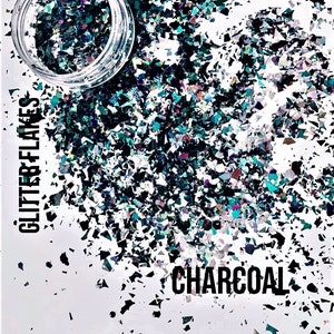 Chameleon Glitter FLAKES-CHARCOAL/Holographic Irregular Shaped Glitter