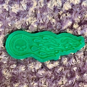 Harley Davidson Skull Flame Silicone Mold, Keychain Craft (7'')