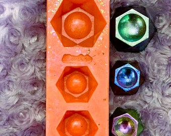 Hexagon Crystal Sphere Holder Mold Set - Resin Crafting (3pcs)