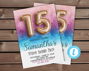 15th birthday invitation | Etsy