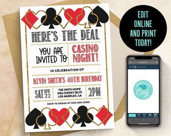 Casino Themed Birthday Party Invitations Casino Themed Birthday Party Invitations