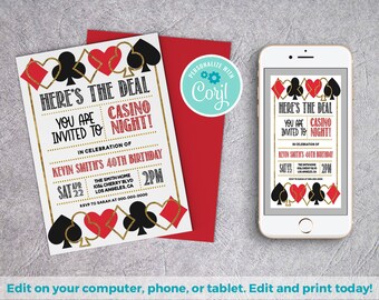Deddcef Unique Casino Theme Party Invitations Template Free