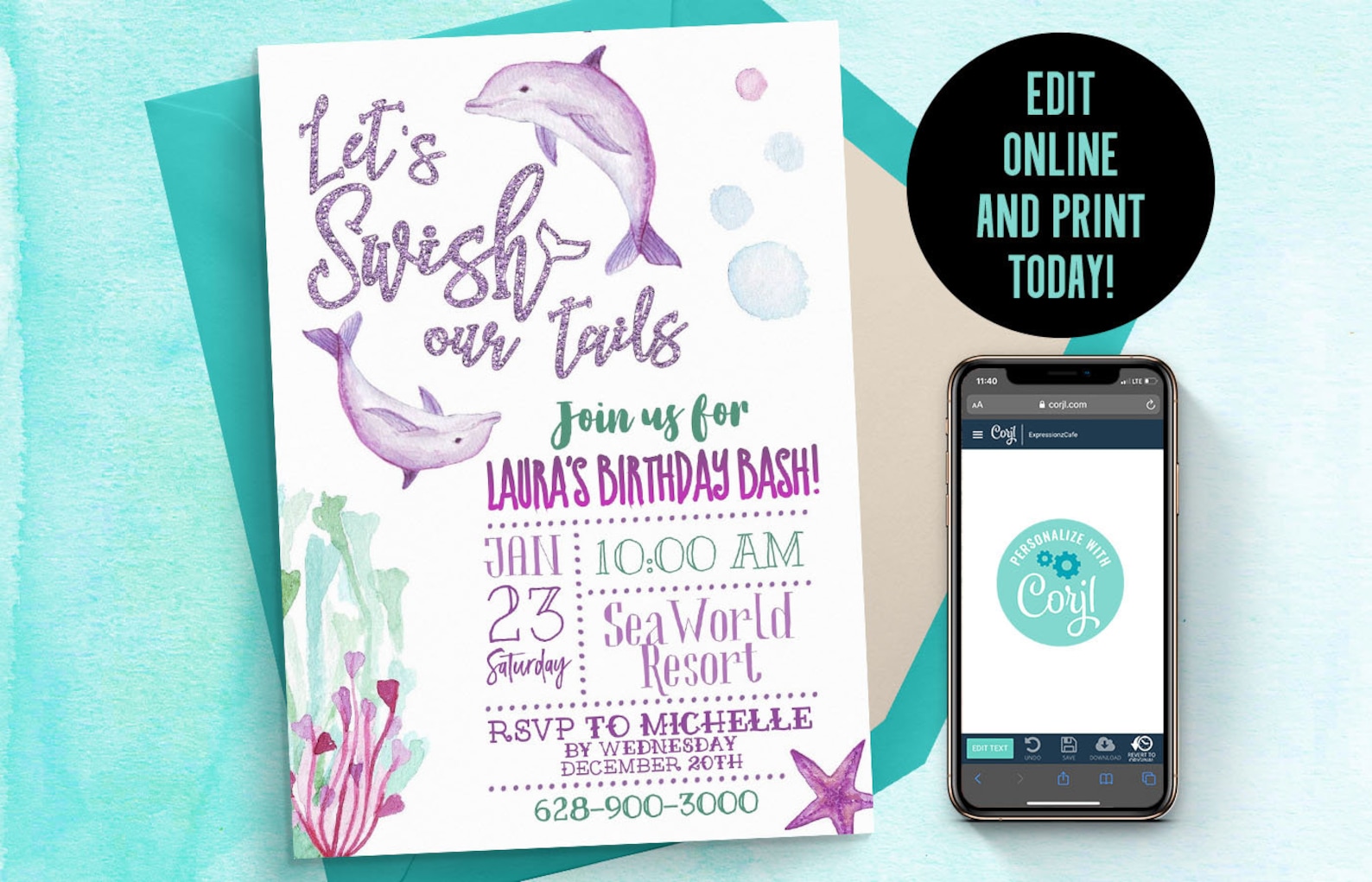 Delfin Einladung Delfin Geburtstag Fisch Geburtstag | Etsy