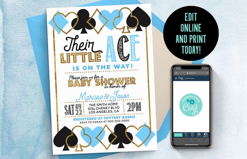 Poker Baby Shower Invitation Casino Invitation Ace Shower Invite Poker Baby Shower Poker Invitation Poker Night