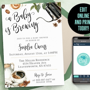 A Baby is Brewing Shower Invitation / High Tea Baby Shower, Brewing Baby Shower, Tea Baby Invite, Brewing Invitation, Baby Brewing Invite