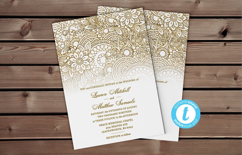 Editable Mandala Gold Wedding Invitation Hindu Wedding Etsy
