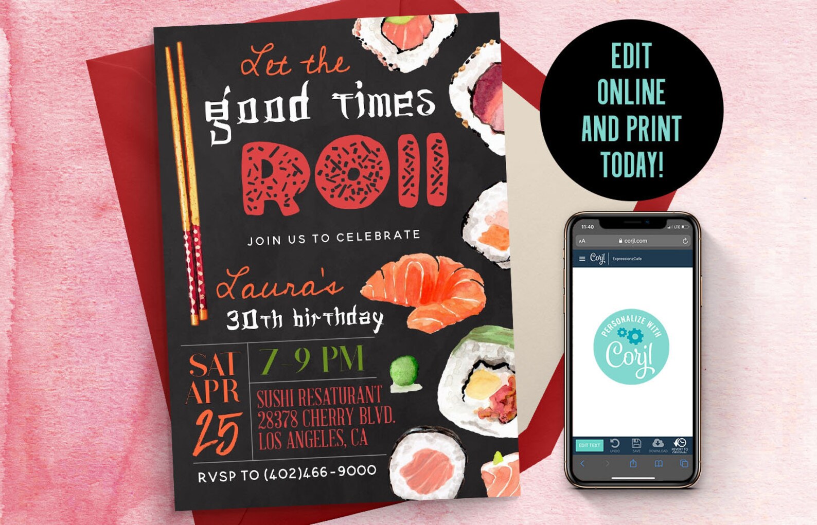 Sushi Invitation Sushi Party Invite Asian Invitation Etsy