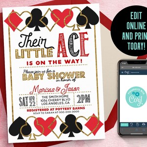 Poker Baby Shower Invitation | Casino Invitation, Ace Shower Invite, Poker Baby Shower, Poker Invitation, Poker Night