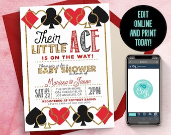 Ace Poker Baby Shower Invitation: Casino Theme (Digital Download)