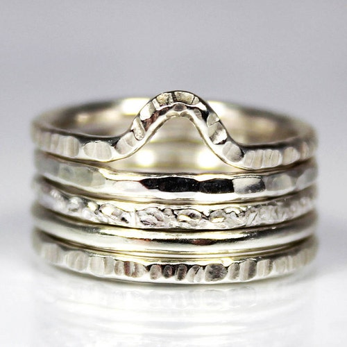 Textured Trio Stacking Set Sterling Silver Stacking Rings - Etsy