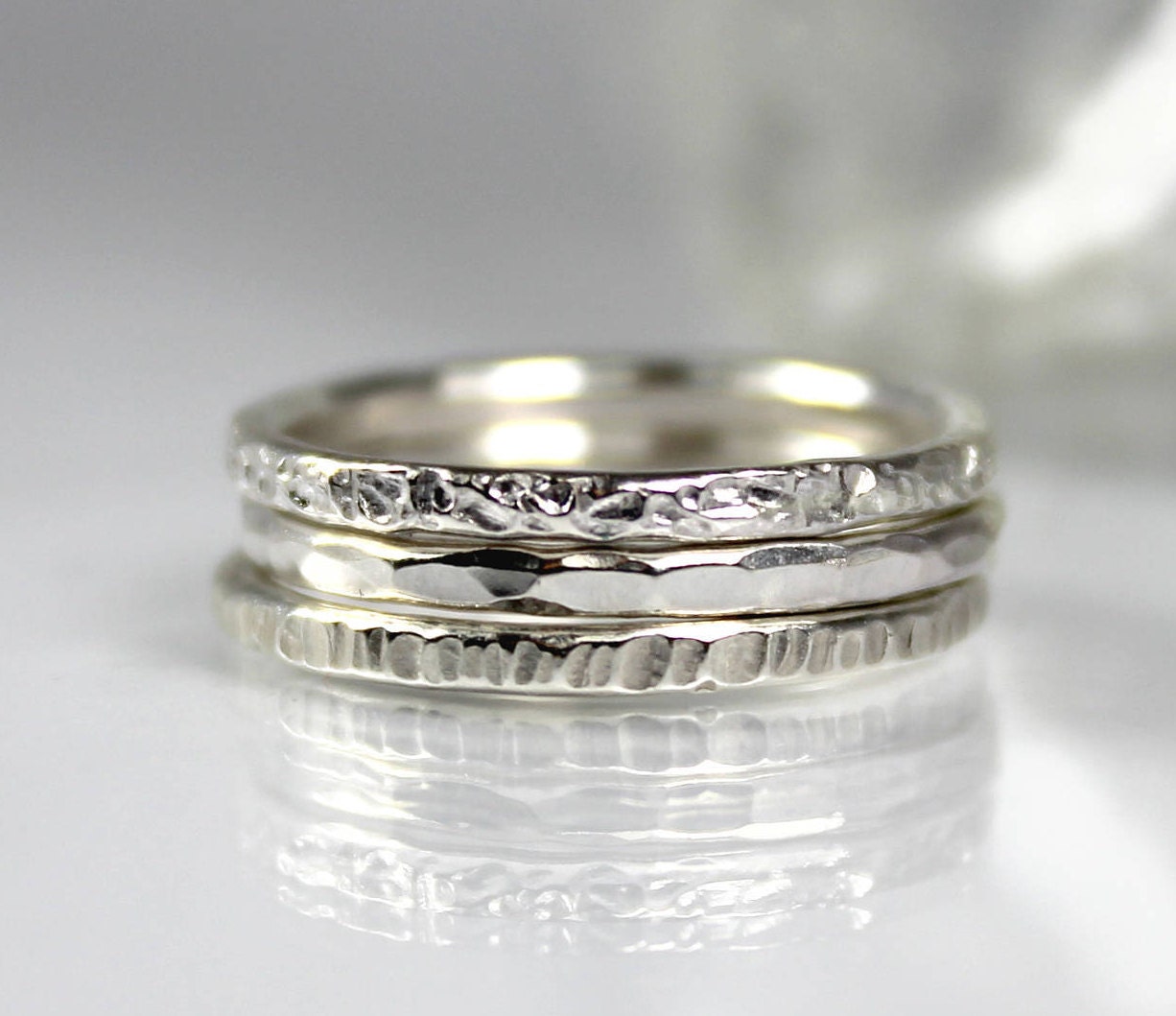 Textured Trio Stacking Set Sterling Silver Stacking Rings - Etsy