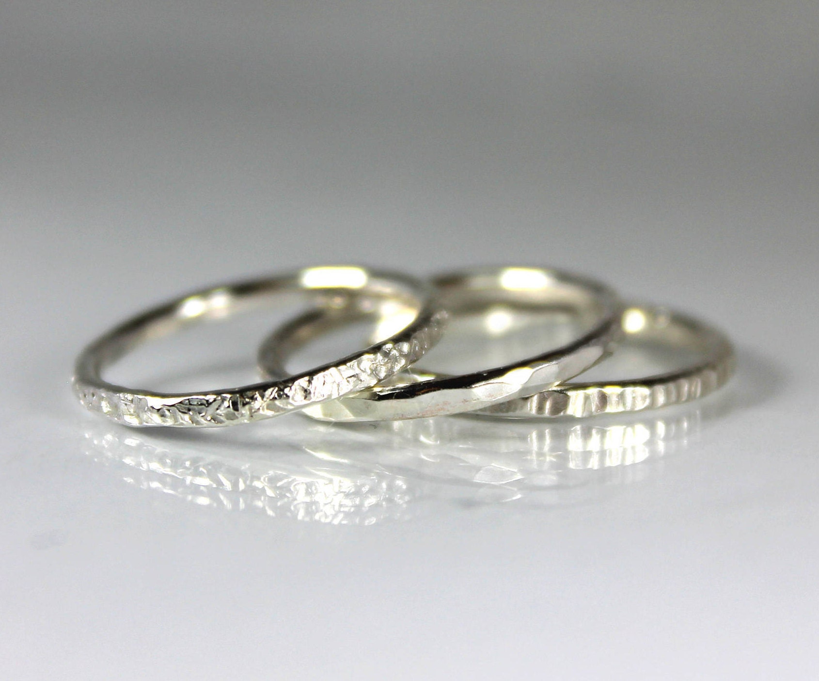 Textured Trio Stacking Set Sterling Silver Stacking Rings - Etsy