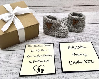 Christmas  Pregnancy Announcement, Parents Christmas  Pregnancy Bootie Announcement, Grandparents Pregnancy Reveal Bootie Box