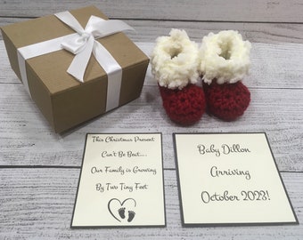 Parents Pregnancy Announcement, Pregnancy Announcement Grandparents, Baby Announcement  Ornament Booties, Parents Christmas  Reveal Booties