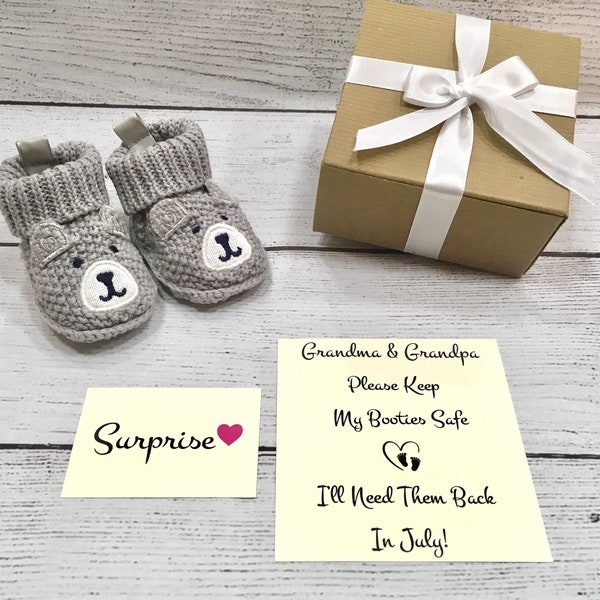 Grandparents pregnancy announcement booties,Baby announcement box, Grandparents pregnancy reveal bootie box,Grandparents pregnancy booty box